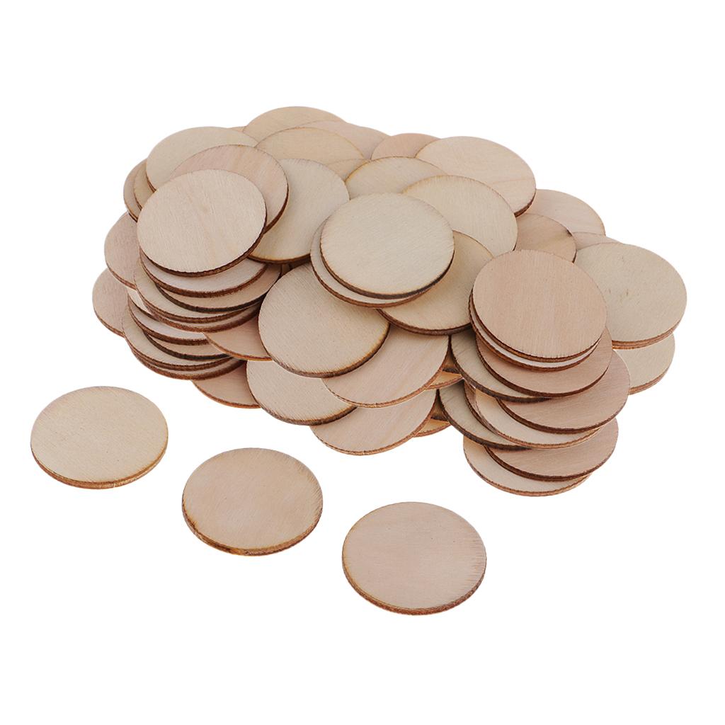 100 Pieces Round Unfinished Wood Pieces for DIY Tags Kids Art Craft 35mm
