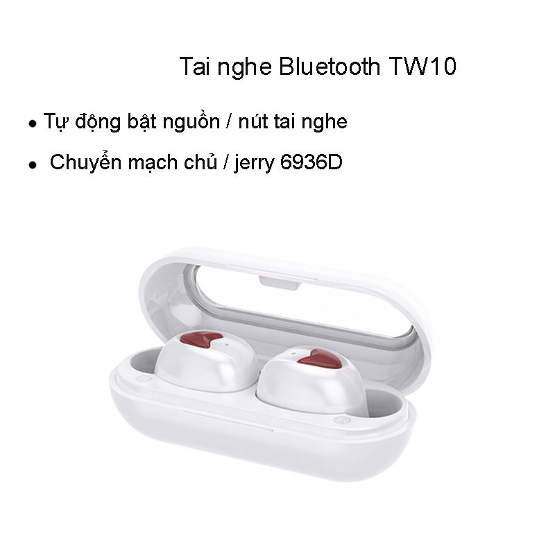 Tai Nghe Bluetooth True Wireless TW10 - Tai Nghe Không Dây - Kết Nối Bluetooth 5.0 Tiết Kiệm Pin - Chống Ồn - Âm Thanh HiFi - Chống Nước