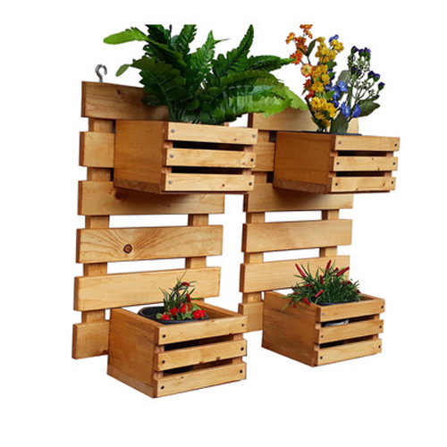 Giá gỗ pallet đơn gắn tường treo cây trang trí ban công, nhà cửa