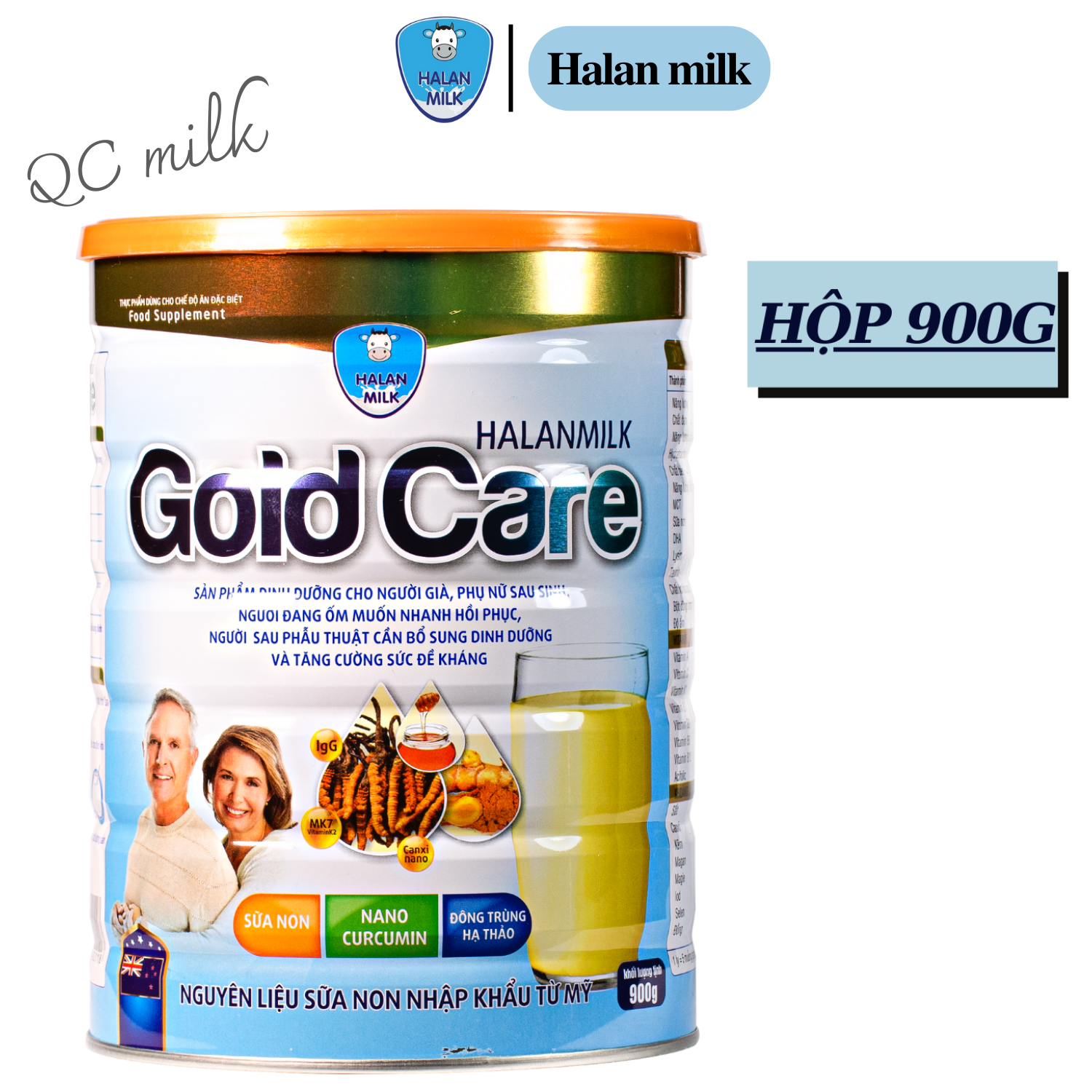 Sữa bột Halanmilk Gold Care 400g-900g đông trùng hạ thảo, phục hồi sức khỏe,Halanmilk