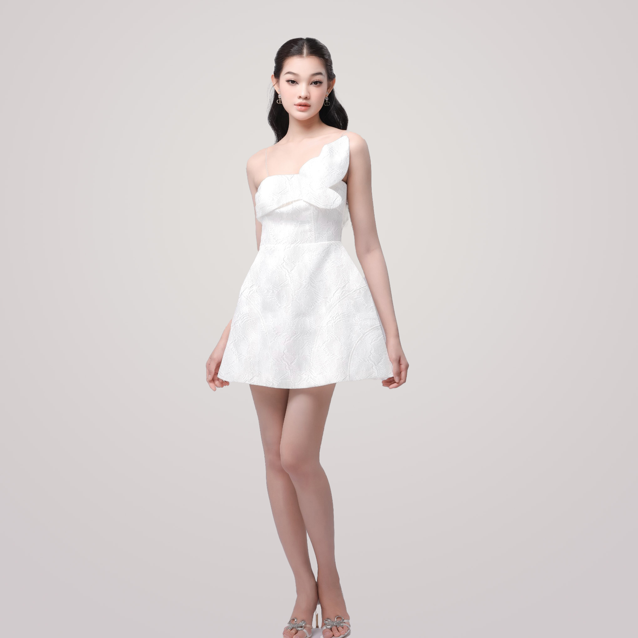 Đầm dự tiệc MINA thiết kế hai dây dáng xoè mini chất Gấm Xốp thiết kế dễ thương xinh đẹp MN211
