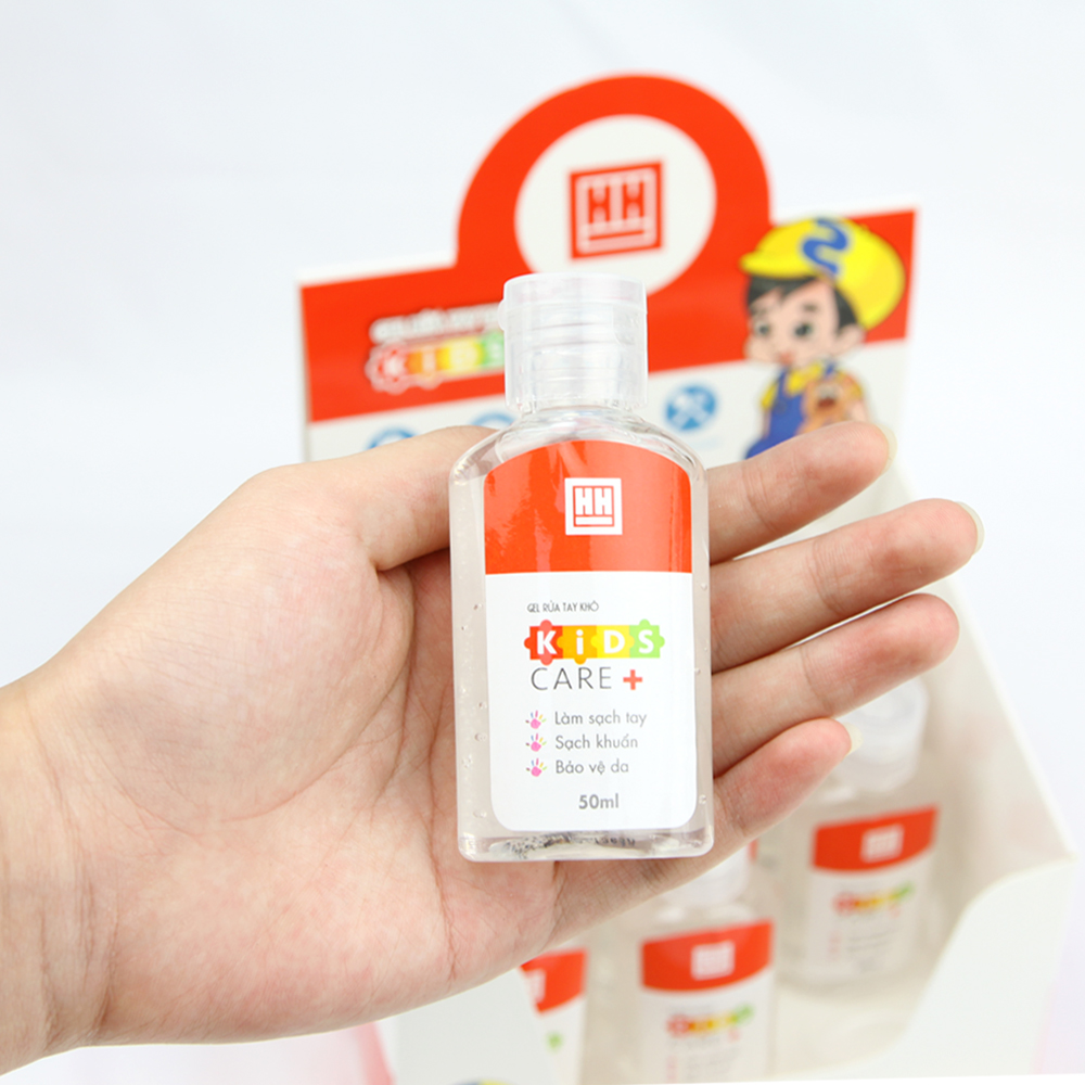 Set gel rửa tay khô kèm dây treo balo Hồng Hà Kids care+ 50ml (Combo 2 lọ gel rửa tay + 1 dây treo cao su)