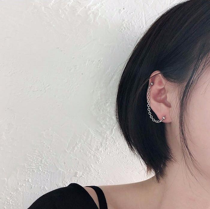 Bông tai xích đơn xỏ lỗ hai đầu mọi giới tính