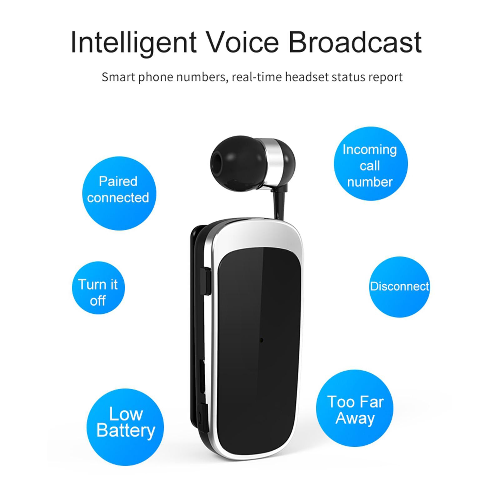 K52 Retractable Bluetooth Earphone Business Lavalier Earphone Sports Bluetooth Headset Call Vibration Bluetooth V4.0