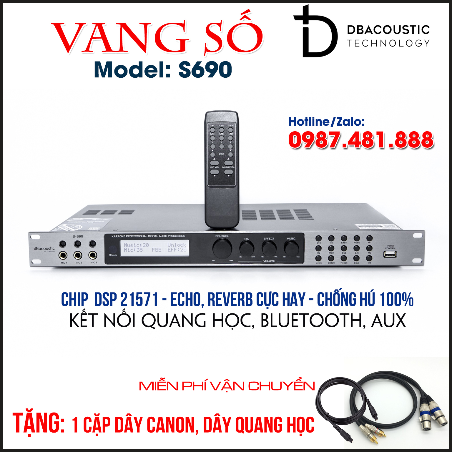 Vang số dB Acoustic S690 - Tặng dây quang học, dây canon - hàng chính hãng