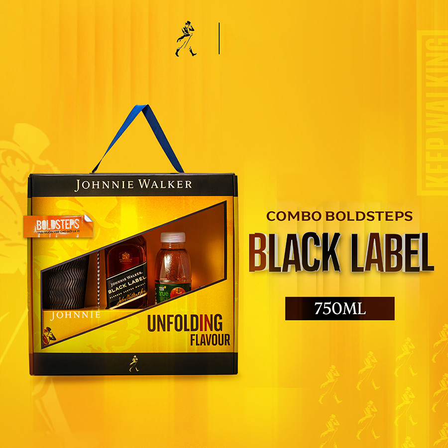 Combo rượu Johnnie Walker Black Label 750ml 40% - kèm nước ép táo