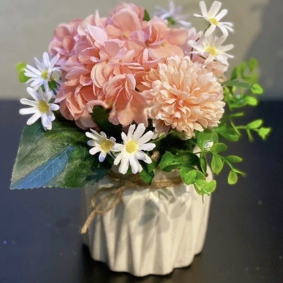 Siêu rẻ-Chậu hoa tú cầu rực rỡ sắc màu (Kèm chậu)-Hoa giả trang trí để bàn