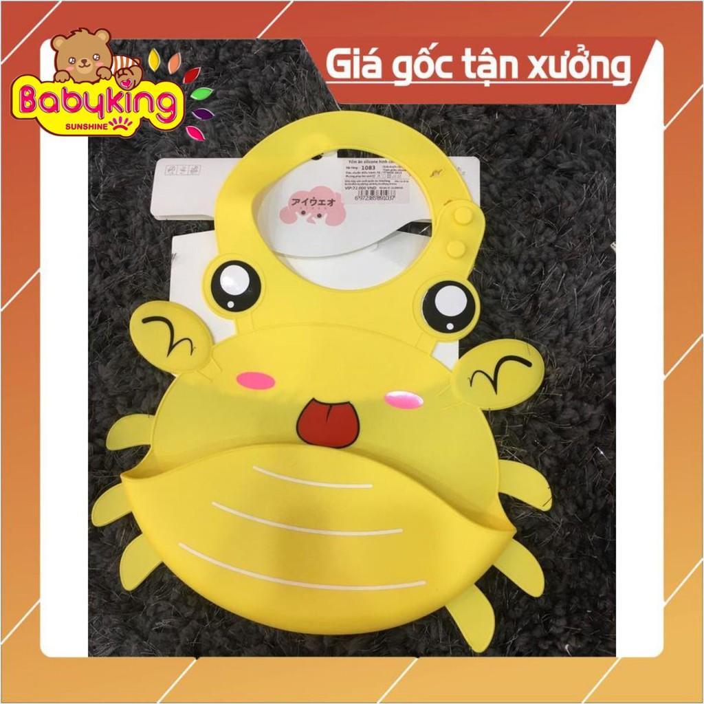Yếm ăn silicone cho bé từ 0-3 tuổi hình con cua , thương hiệu Aiueo Nhật Bản.