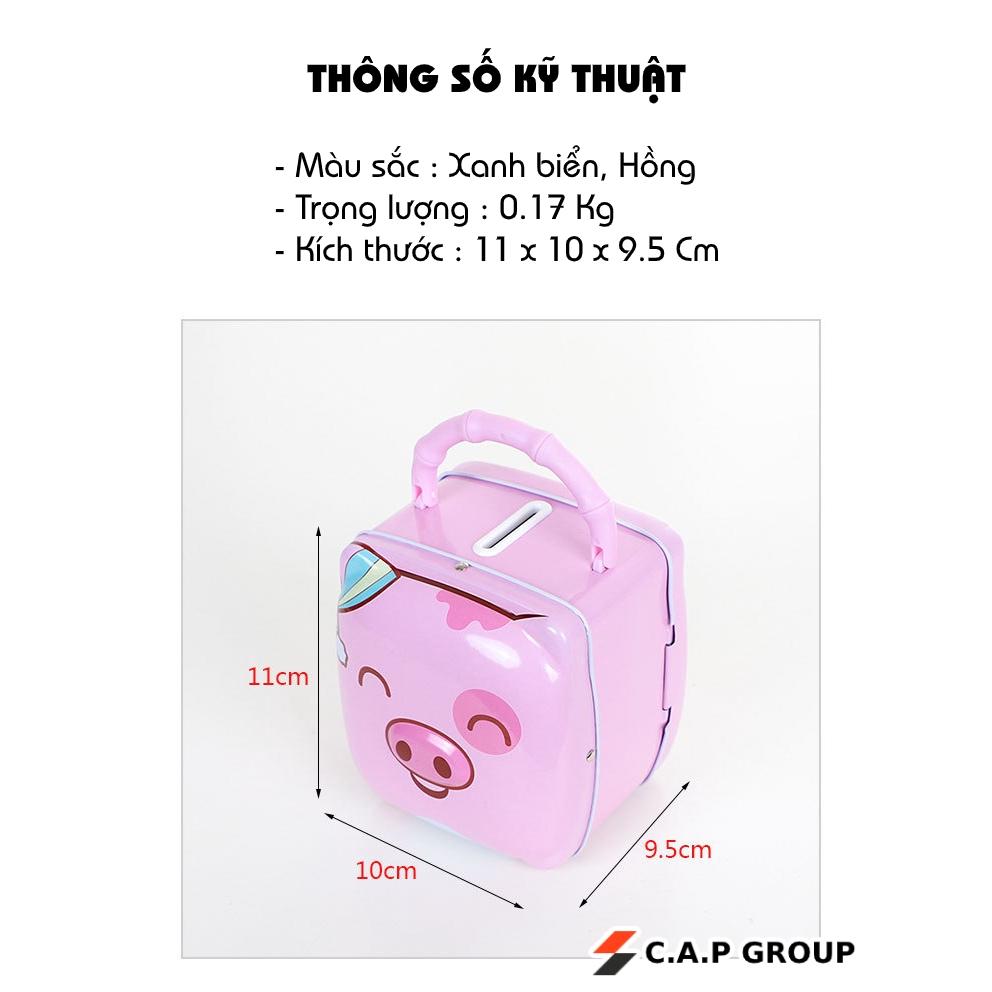 Ống heo tiết kiệm mini dễ thương bằng sắt có khóa, két sắt mini hình con lợn