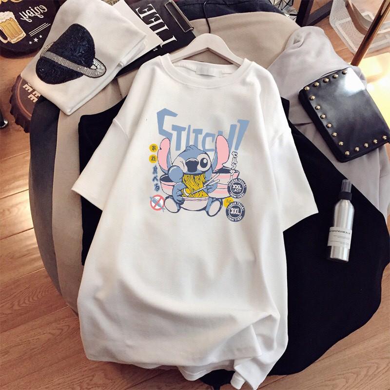 Áo Thun Nữ Unisex Màu Xám In Bé Khủng Long Ăn Mì ATN6290