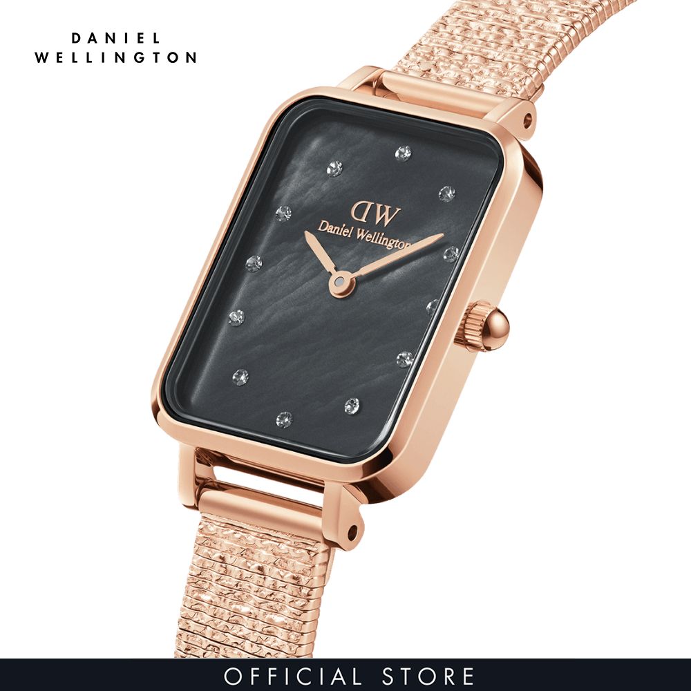 Đồng hồ Nữ Daniel Wellington Lưới - Quadro 20x26 Pressed Piano Lumine RG MOP Black 20x26 mm DW00100579