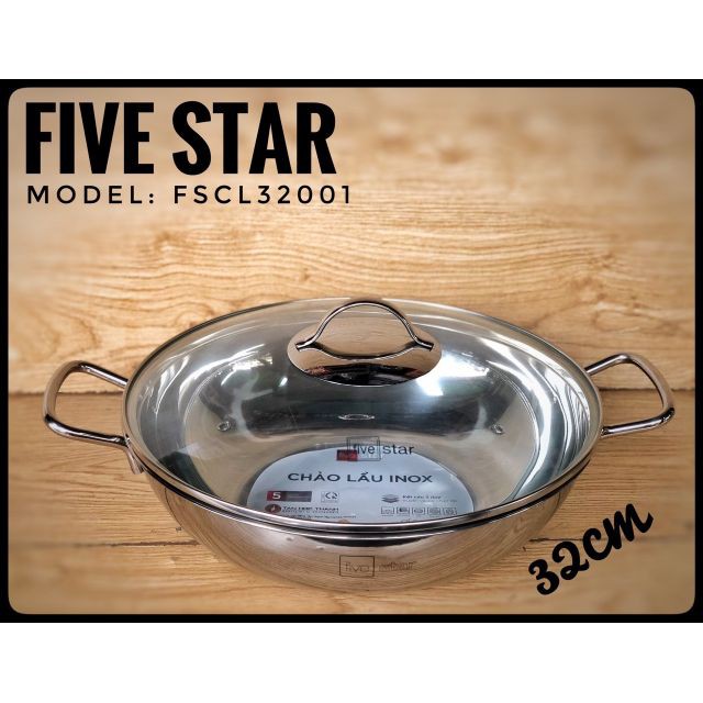 chảo lẩu 3 đáy 32cm fivestar chính hãng