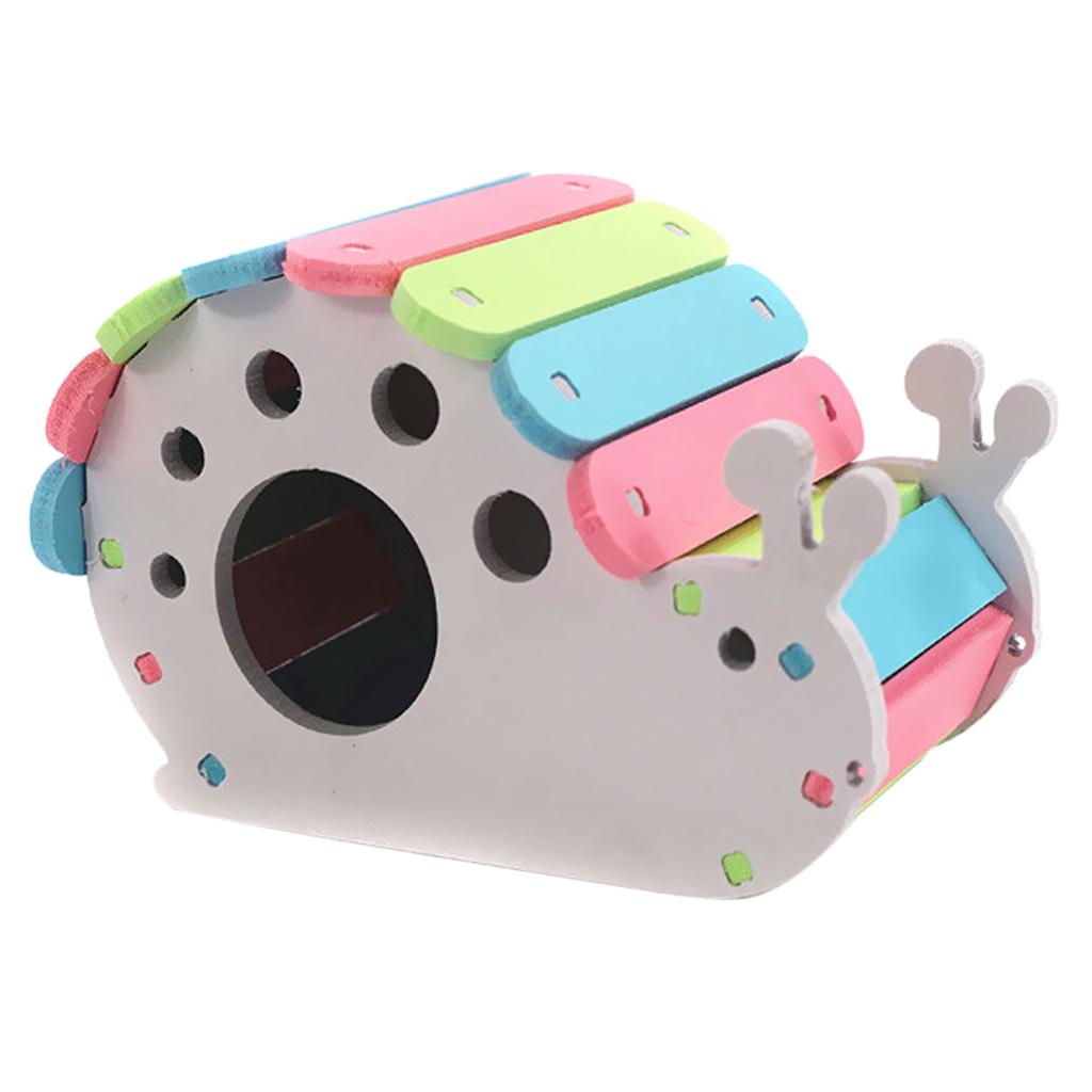 Pet Small Animal Hamster Hideout SNAIL House Wooden Hut Play Chew Toy