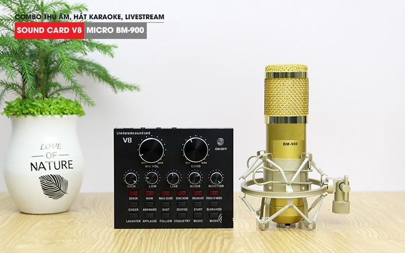 Combo Bộ mic thu âm BM900 và Sound Card V8 chuyên dụng hát live stream với đầy đủ chức năng chỉnh giọng âm thanh kem Tai Nghe Bluetooth - Hỗ Trợ Cắm Thẻ Nhớ Nghe Nhạc Chơi Game Trực Tiếp - Stereo Hifi Siêu Chất ( Cực Đẹp )