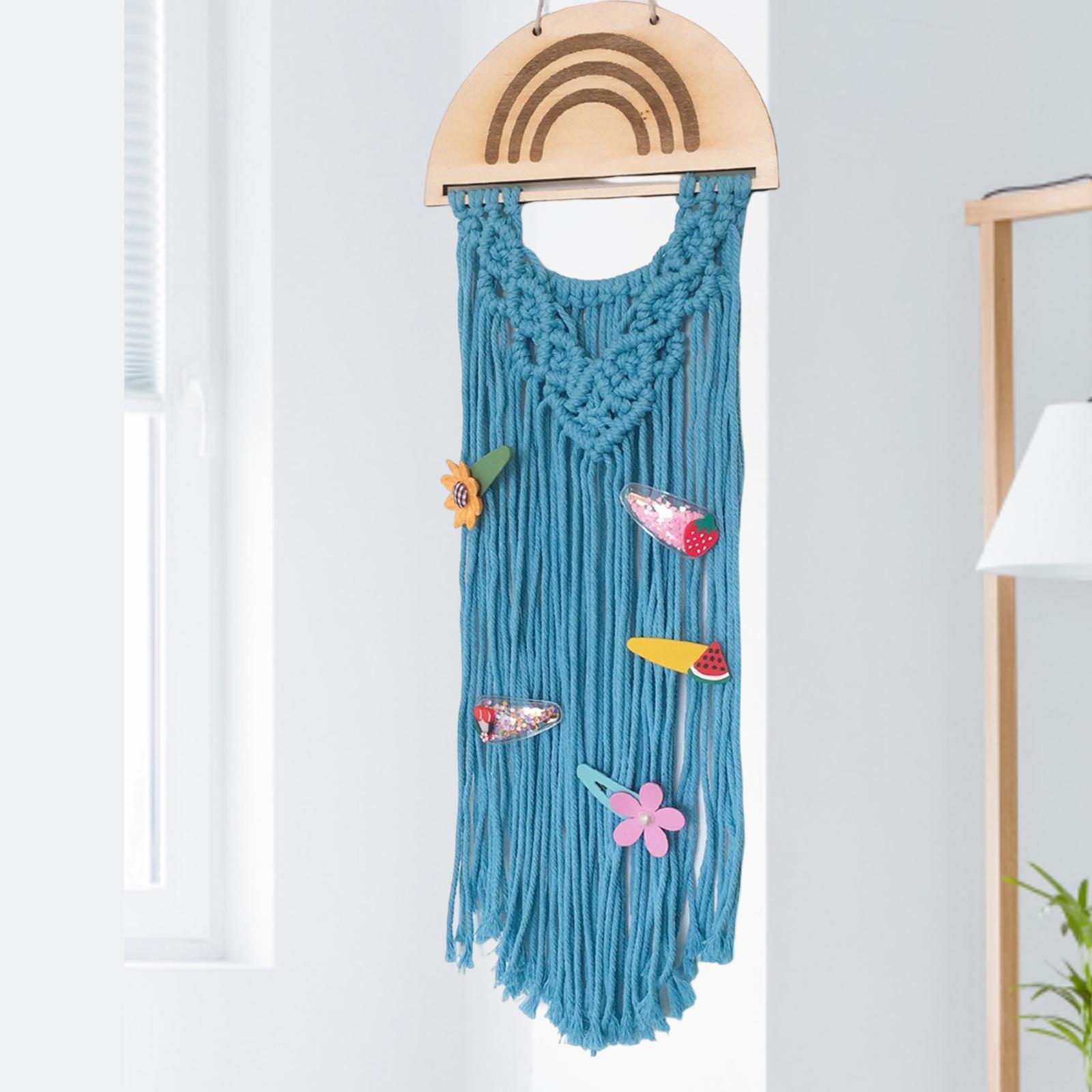 Macrame Hair Bow Holder Sturdy Rope Hanging Hair Clips Hanger for Wall Gift