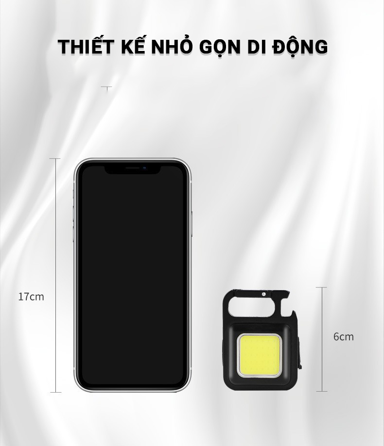 Đèn Led Mini Móc Khóa Teement - Đèn Pin Cob - Đèn Pin Dã Ngoại - Sạc Usb Tiện Dụng - Hàng Chính Hãng