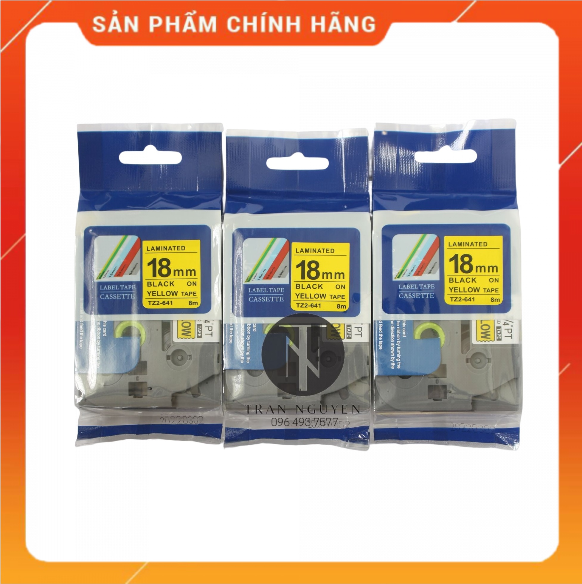 [Combo 3 hộp] Nhãn In đa lớp Tz2-651 - Đen nền vàng 24mm x 8m - Hàng nhập khẩu