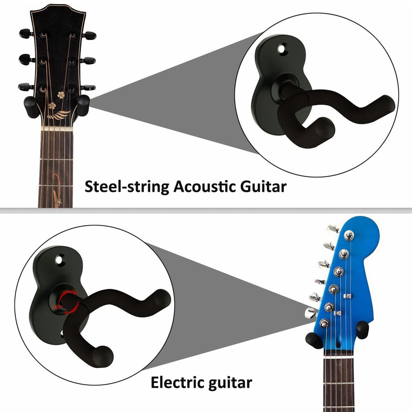 Guitar Wall Mount, Guitar Hanger Wall Hook with 5Pcs Guitar Picks Wall Guitar Holder for Acoustic Electric Bass Guitars Ukulele Violin