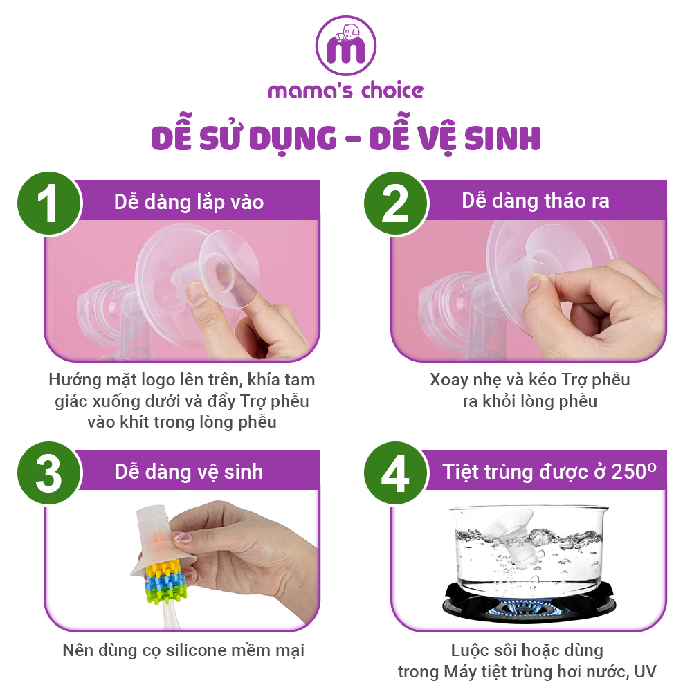 Trợ Phễu Silicone Mama's Choice NewFit, Đệm Hạ Size Phễu Size 15-17-19-21mm, Hút Sữa Hiệu Quả và Êm Ái - 1 Cái