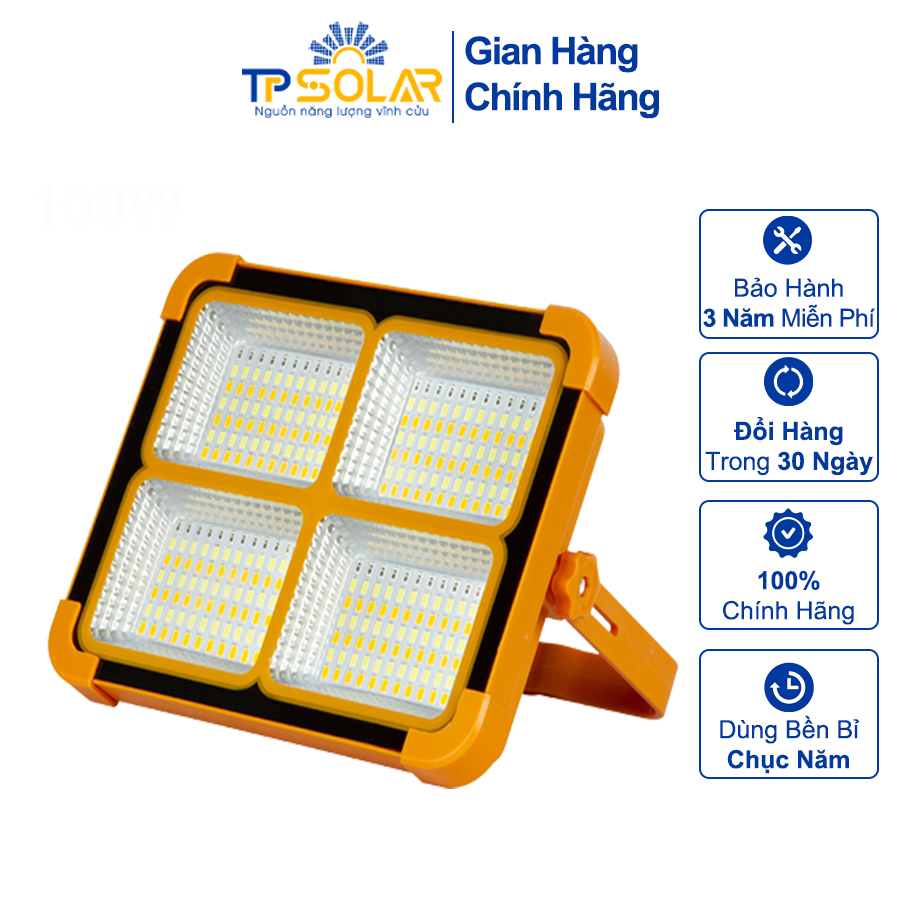 Đèn Pin Cầm Tay Đa Năng Năng Lượng Mặt Trời TP Solar 100W 150W Sạc Pin Cho Điện Thoại, Bảo Hành 3 Năm
