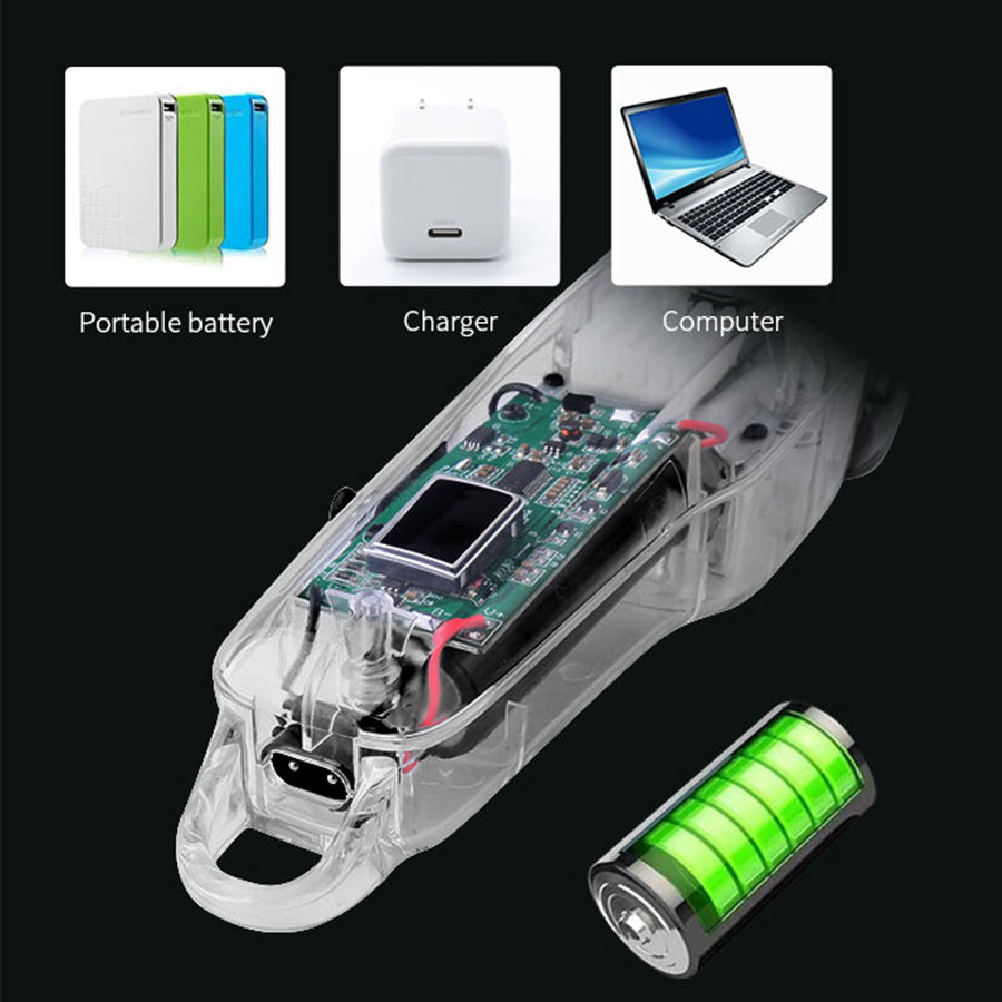 Tông đơ cắt tóc Kemei KM-NG-108 vỏ trong suốt thấy mạch điều chỉnh độ dài lưỡi có màn hình LCD hiển thị sạc USB