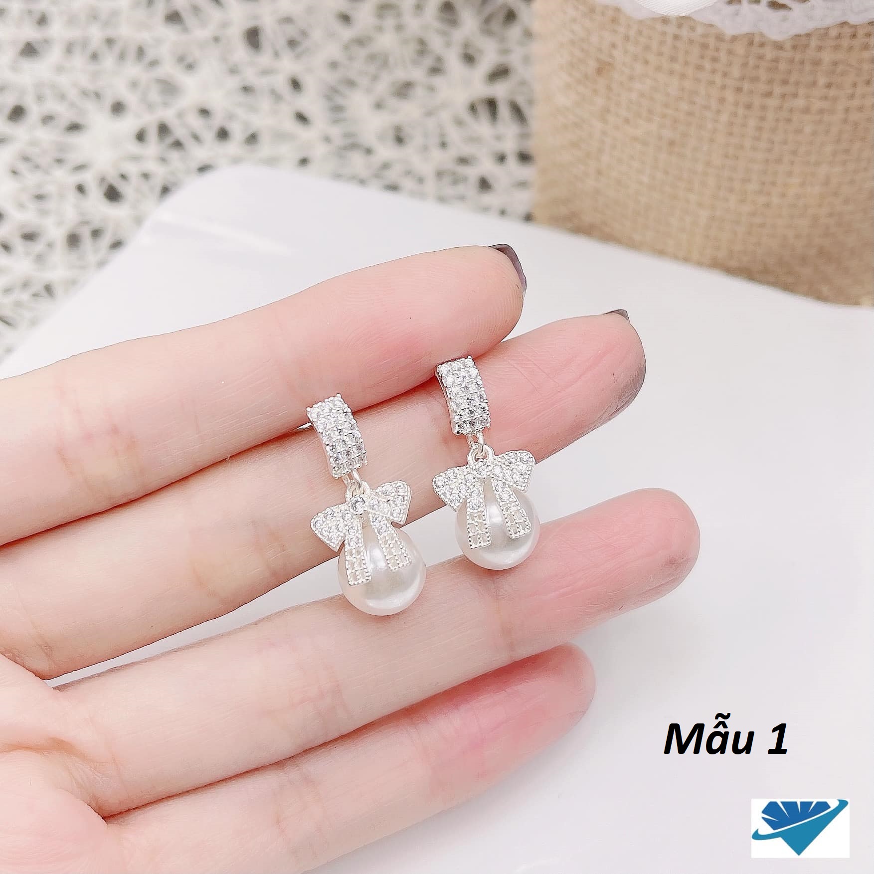 Bông tai bạc hình nơ chất liệu bạc s925 MS74b