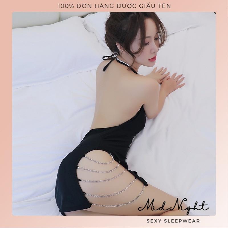 Váy Ngủ Sexy Gợi Cảm Cho Nữ Phong Cách Luxury Mid Night Sexy- Đồ Lót Quyến Rũ Chất Liệu Ren Xuyên Thấu Khiêu Gợi - Màu Xám