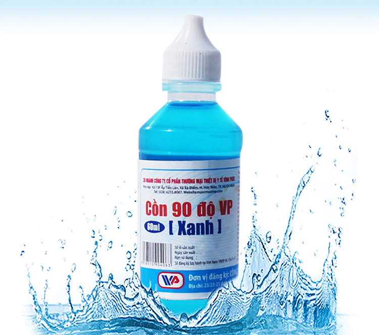 Cồn 90 Độ VP (Xanh) (60ml / Lốc 10 Chai)