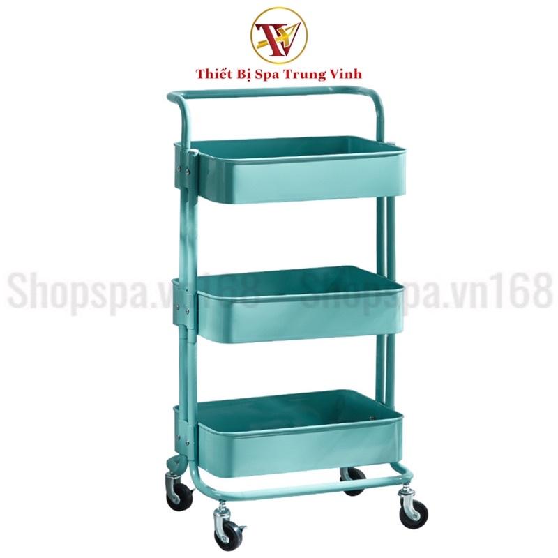 Xe Đẩy 3 Tầng Trang Trí Tiện Lợi Cao Cấp Đa Năng Nhựa ABS Có Bánh Xe Chịu Lực 50kg