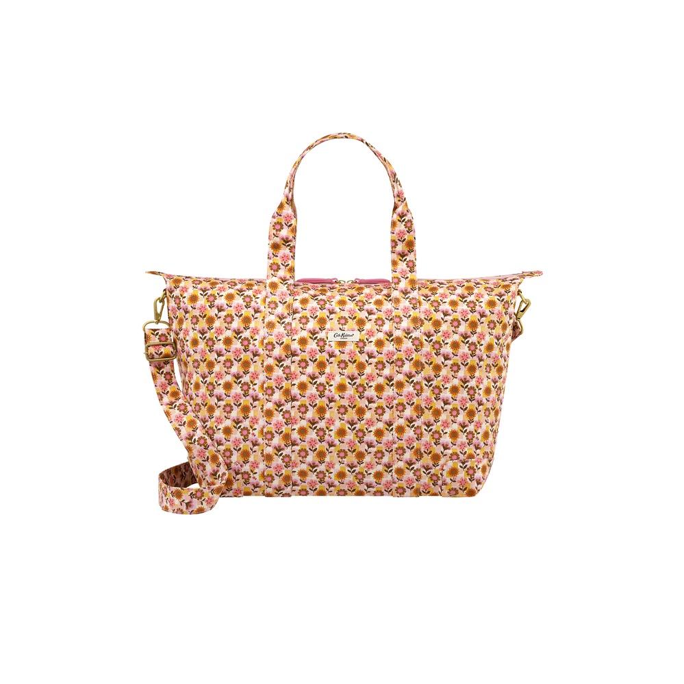 Cath Kidston - Túi du lịch xếp gọn/Foldaway Overnight Bag - Retro Ditsy - Pink/Yellow -1049176