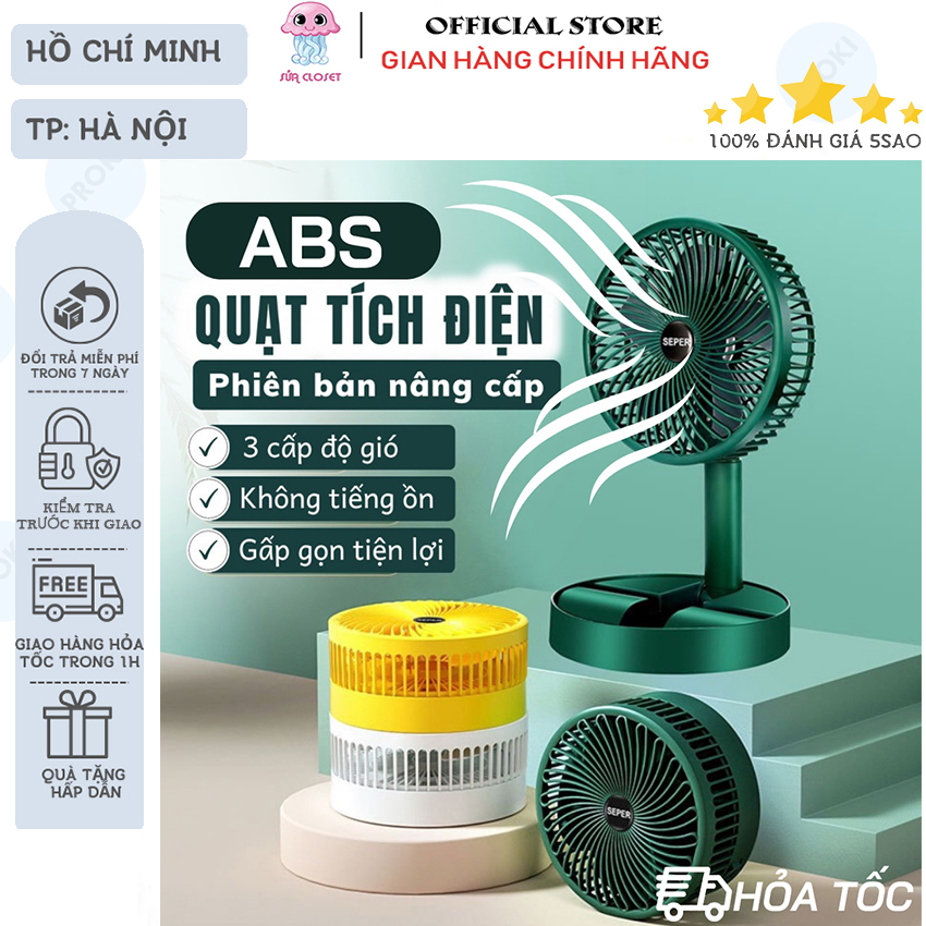 Quạt tích điện mini để bàn, quạt tích điện mini gấp gọn, quạt tích điện mini cao cấp Super Q18 có 3 chế độ làm mát, có thể xoay 180 độ sử dụng trong nhiều giờ, quạt mini, quạt sạc điện, quạt cầm tay - HÀNG CHÍNH HÃNG