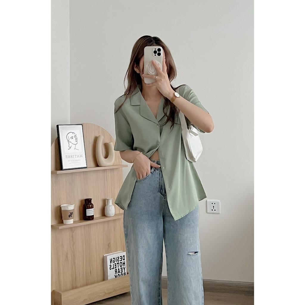 ÁO SƠ MI CỔ VEST BASIC SIÊU XINH LỤA HÀN