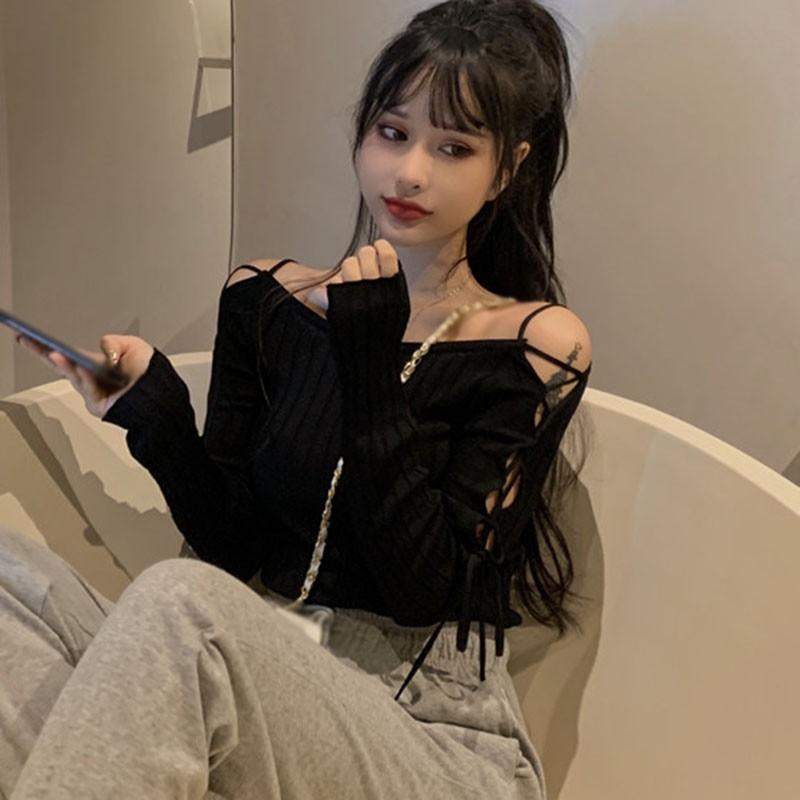 Áo Thun Dệt Kim Màu Trơn Thời Trang Cho Phụ Nữ