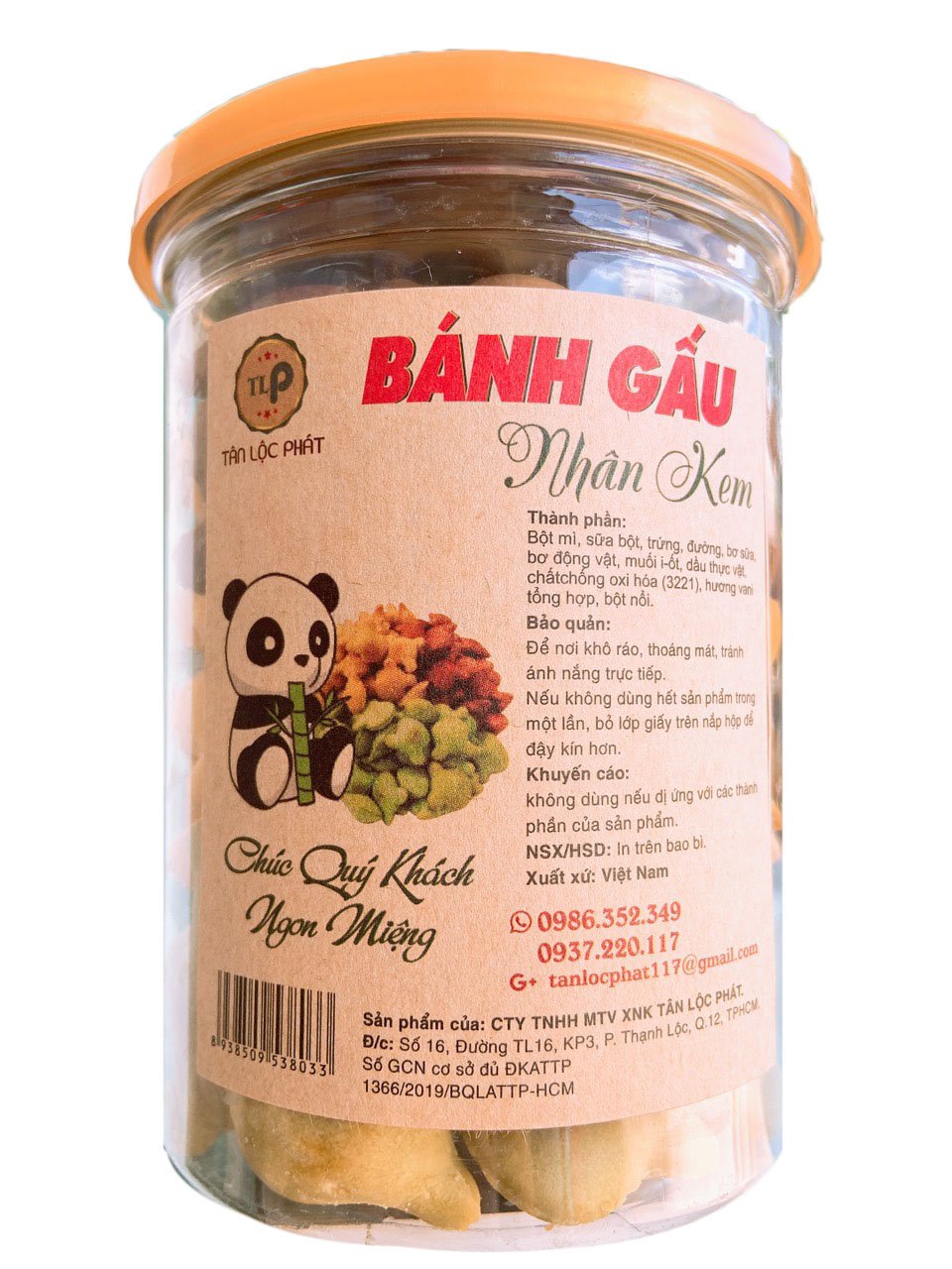 BÁNH GẤU NHÂN KEM MIX 3 VỊ TÂN LỘC PHÁT COMBO 1KG - MỖI HŨ 500G