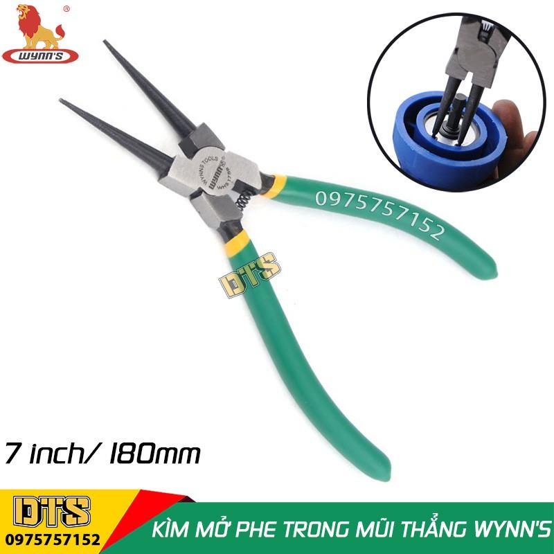 Kìm mở phe trong mũi thẳng công nghiệp WYNN'S 7 inch/ 180mm, kìm phanh thép Carbon cao cấp kềm mở phe mũi thẳng mở trong