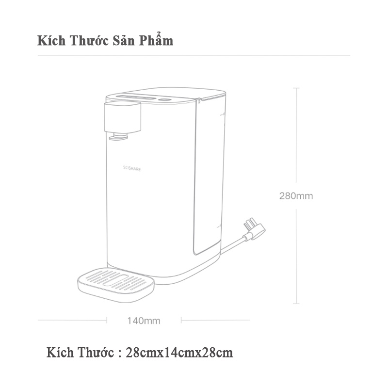 Máy đun nước nóng tức thời thông minh Scishare 3 lít để bàn tích hợp chế độ khóa trẻ em độc lập Hàng Chính Hãng