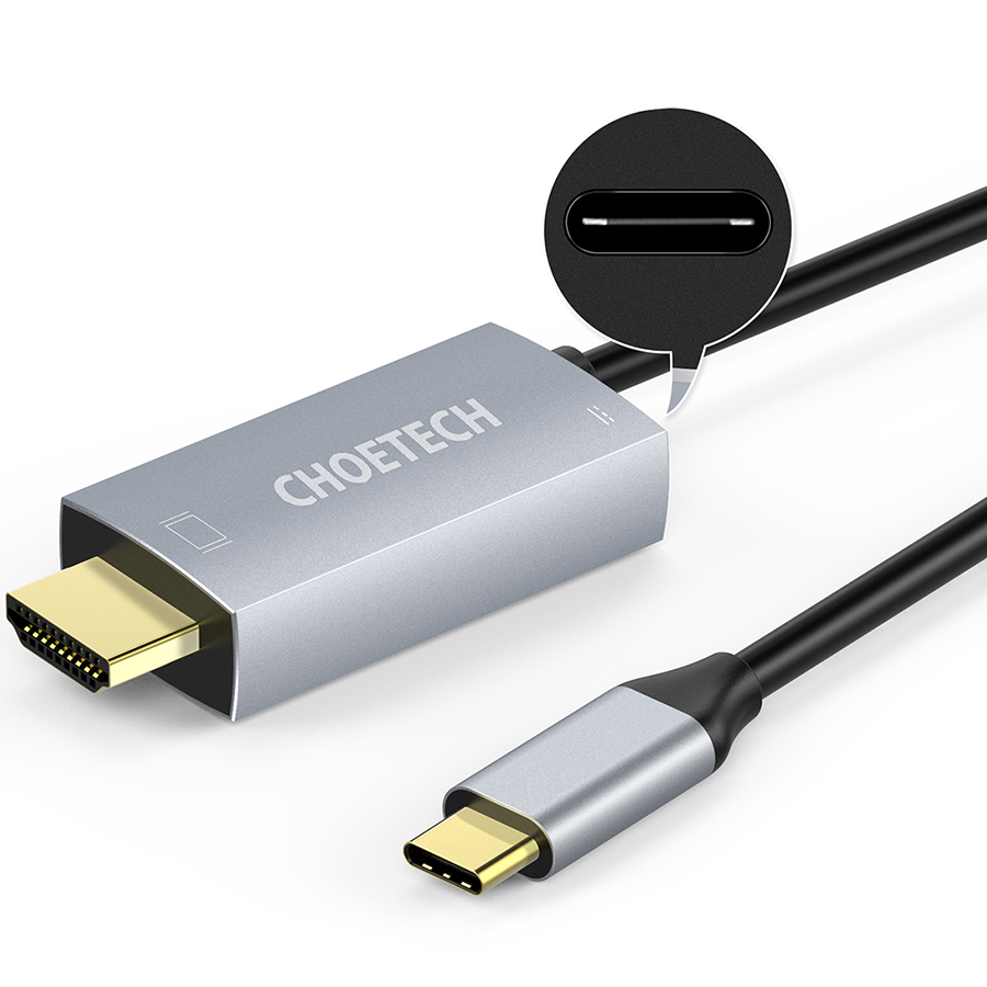 Cáp USB Type-C to HDMI 2.0 CHOETECH Đầu Nối Mạ Vàng Tương Thích Thunderbolt 3 (4K @ 60Hz) 1.8m - Hàng Chính Hãng