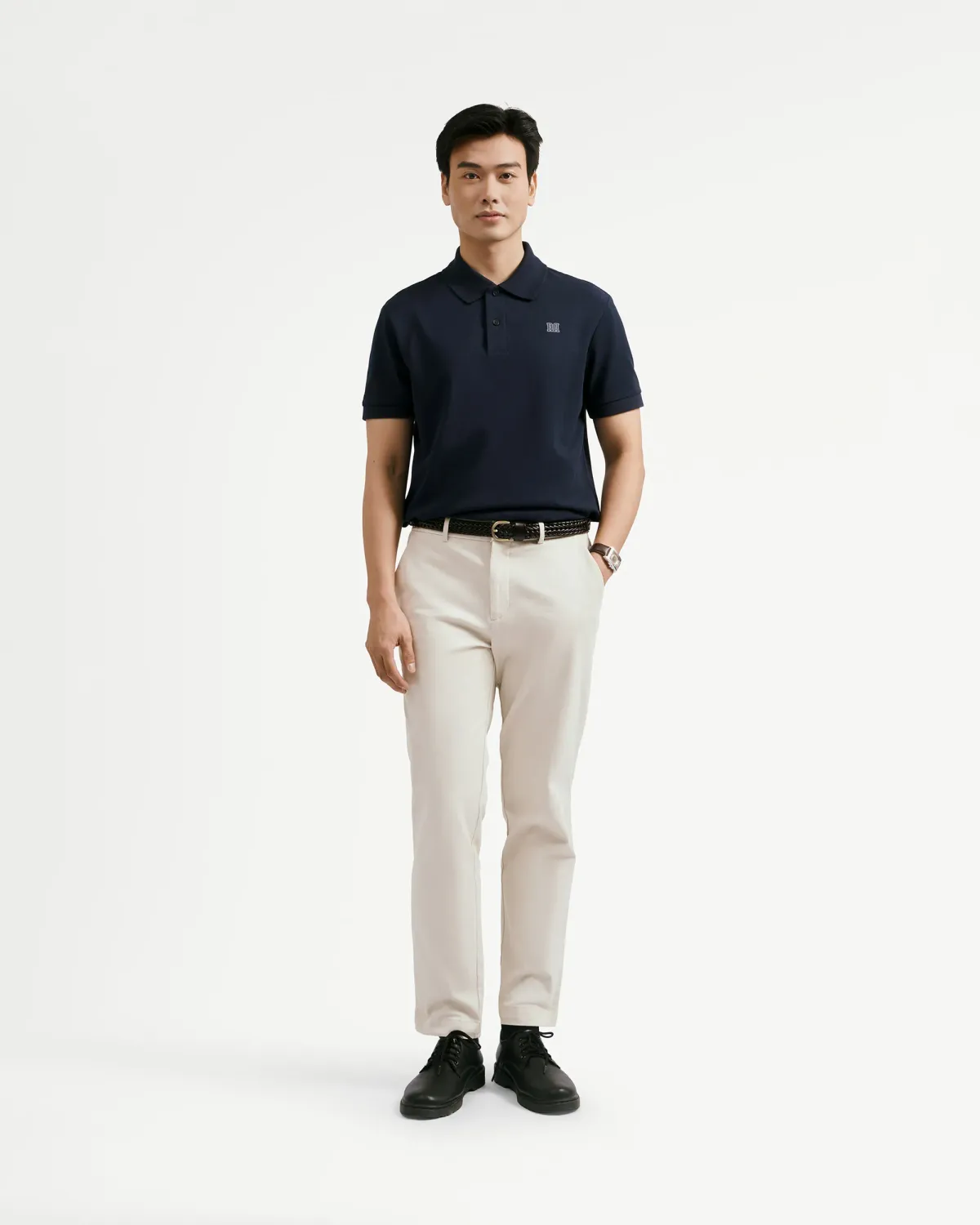 Áo polo tay ngắn nam phối cổ gắn patch Form Fitted - ROUTINE 10F25POL008