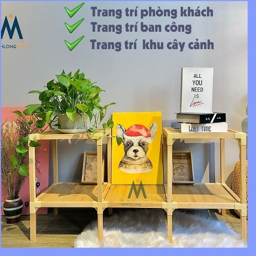 Kệ Để Đồ Đa Năng- Minhlongwood M23, Kệ Trang Trí Phòng Ngủ, Phòng Khách- Màu Gỗ Tự Nhiên