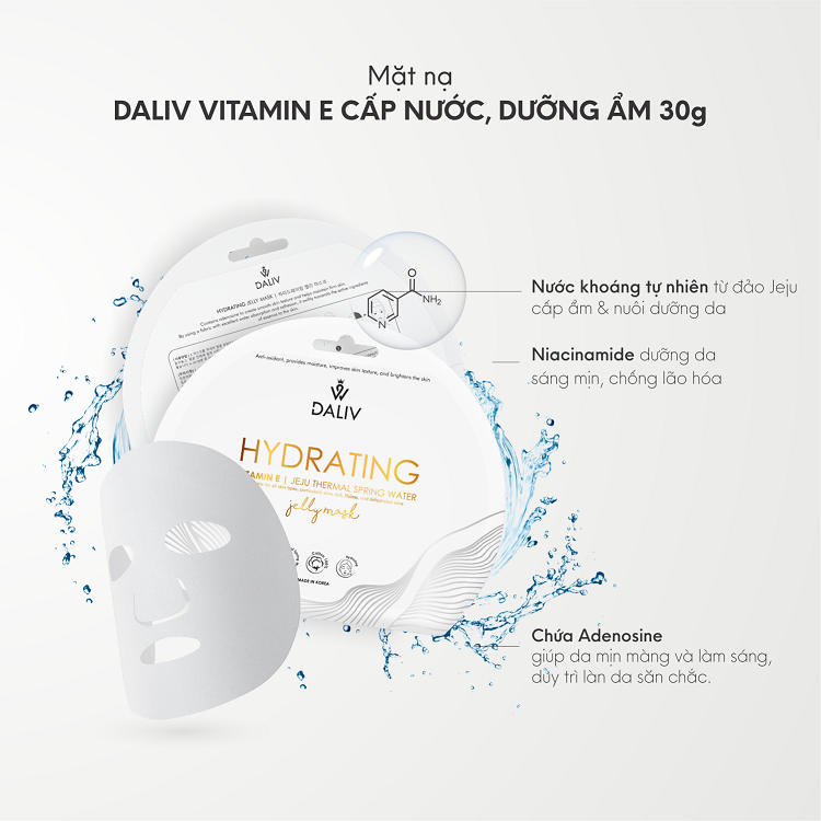 [Mua 15 tặng 1] Mặt nạ Daliv Vitamin E cấp nước, dưỡng ẩm 30g