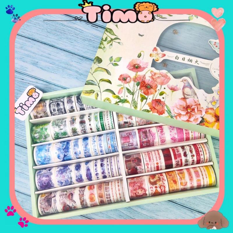 Set Băng Keo Washi Tape Băng Keo Dán Takenote Siêu Đẹp Tách Lẻ 10 Cuộn Hình Dán TIMO WS11TL