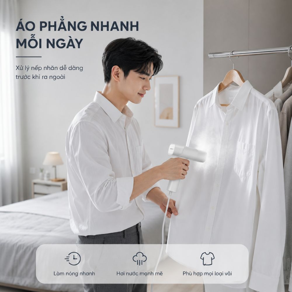 Bàn ủi hơi nước cầm tay Kachi MK464 1400W | Ủi nhanh, nhỏ gọn - hàng chính hãng
