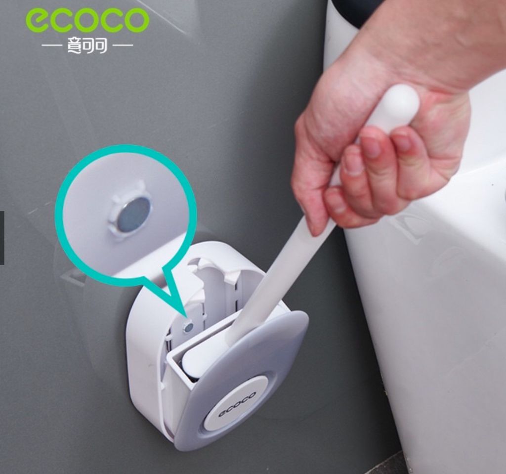 Chổi Cọ Nhà Vệ Sinh Silicon E2204- Cậy Cọ Toilet Bồn Cầu Kèm Giá Đỡ, Dán Tường Tiện Lợi, Không Khoan Vít
