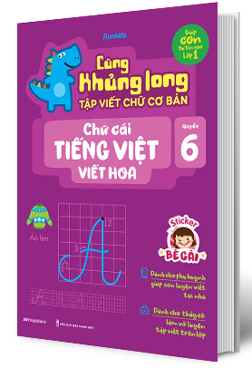 Cùng Khủng Long Tập Viết Chữ Cơ Bản - Chữ Cái Tiếng Anh Viết Hoa - Quyển 6 (Bé Gái) _Mega