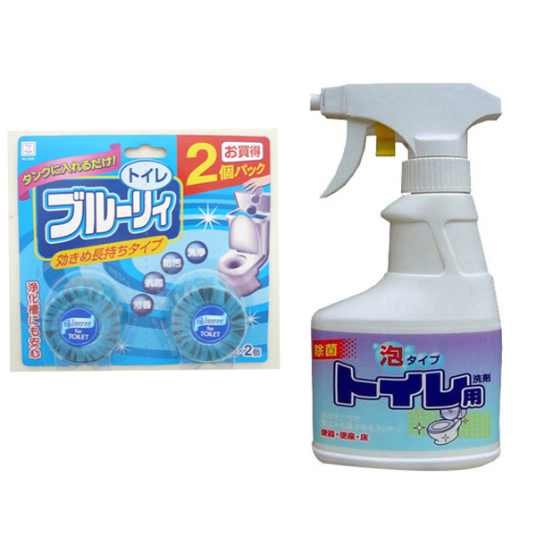 Combo chai xịt vệ sinh bồn cầu 300ml + set 2 viên thả Toilet nội địa Nhật Bản