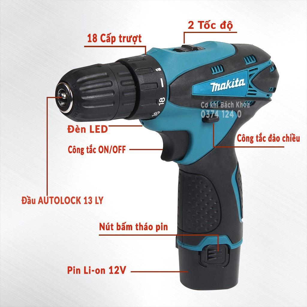 Khoan Pin Bắn Vít Makita 12V, Kèm bộ Phụ Kiện 27 món