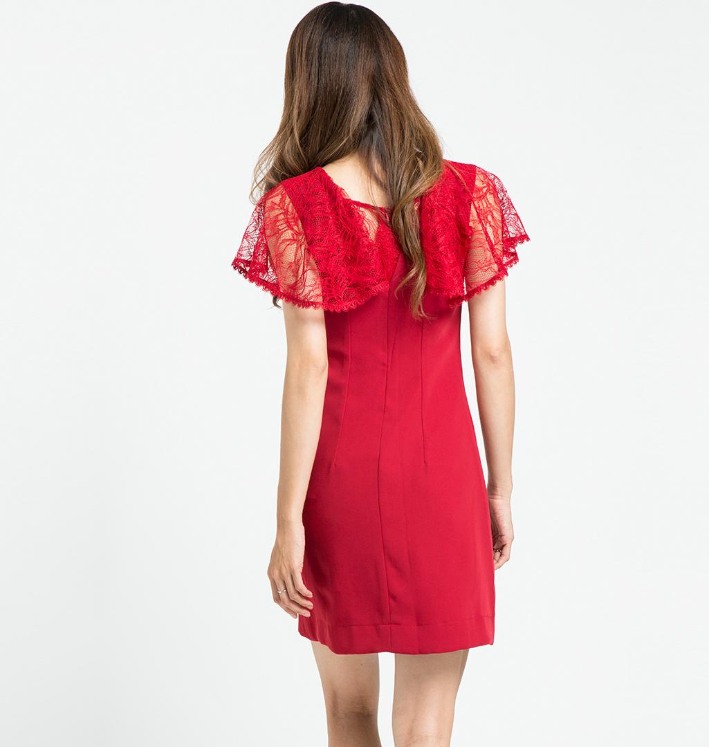 Đầm Tay Ren Hity DRE086 (Đỏ Auburn)