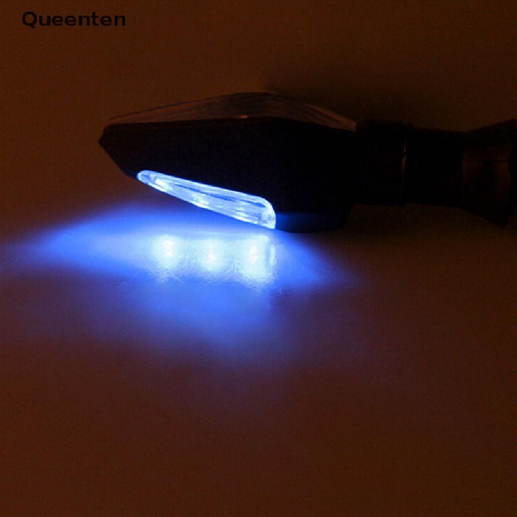 Queenten 12LED Amber+Blue Motorcycle Turn Signal Indicator Light Blinker Universal QT