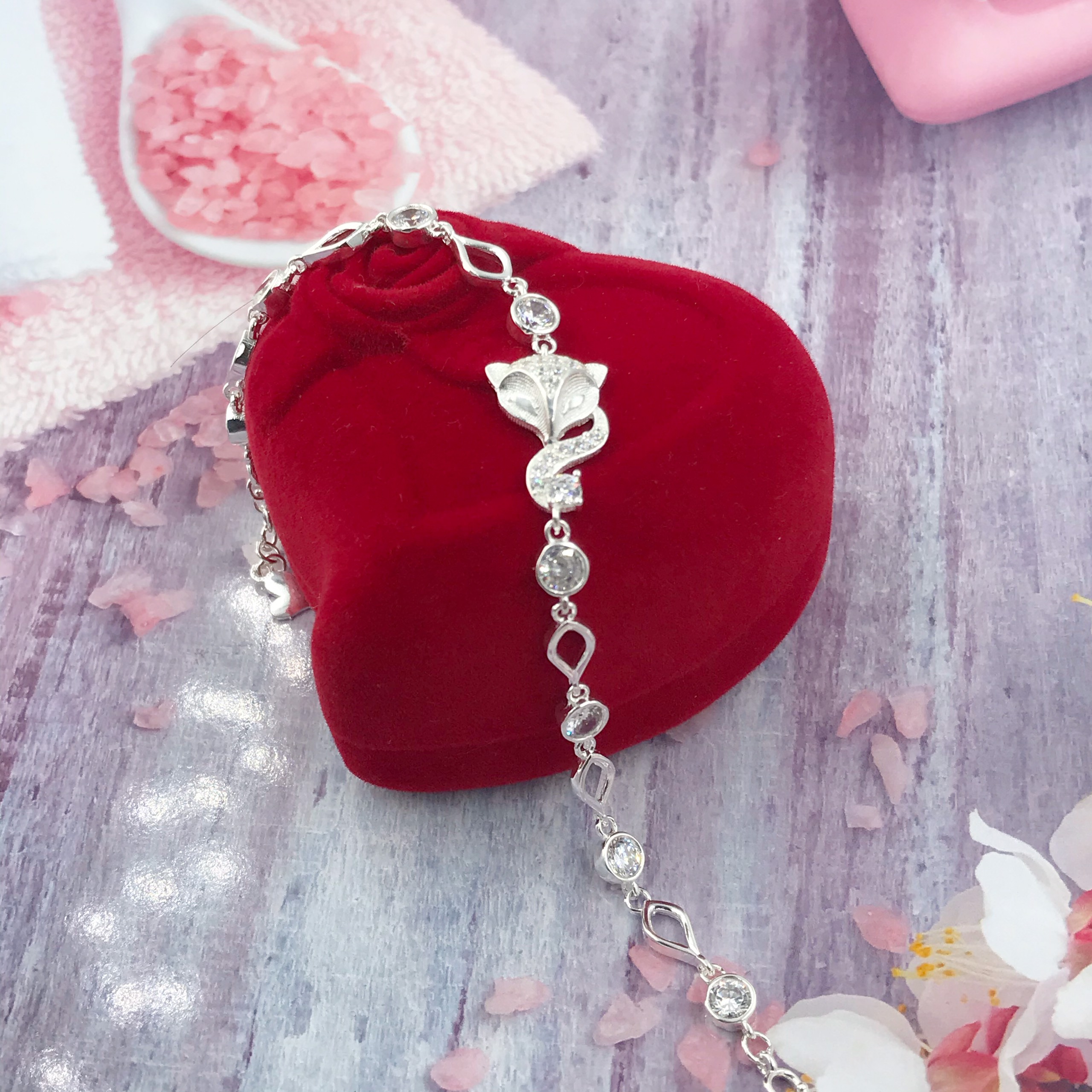 Vòng Tay, Lắc Tay Nữ Bạc 925 Hồ Ly - Cáo Xinh Đính Đá BẠC HIỂU MINH LTU545