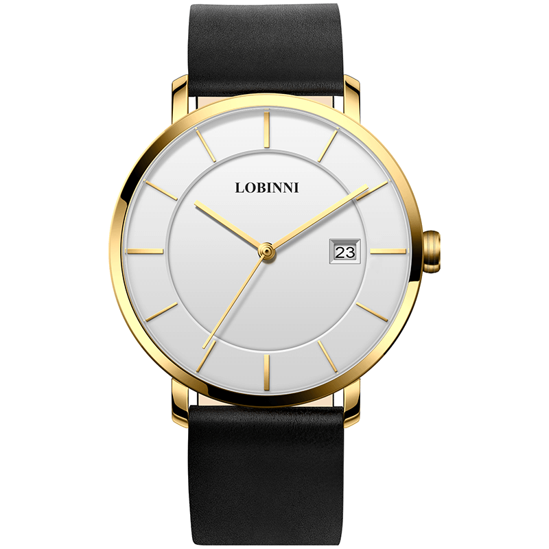 Đồng hồ nam Lobinni L3033-4 chính hãng Thụy Sỹ ,Kính sapphire ,chống xước ,Chống nước 30m,mặt vàng vỏ vàng dây da đen  xịn,Máy điện tử  ,Bảo hành 24 Tháng,thiết kế đơn giản ,trẻ trung và sang trọng
